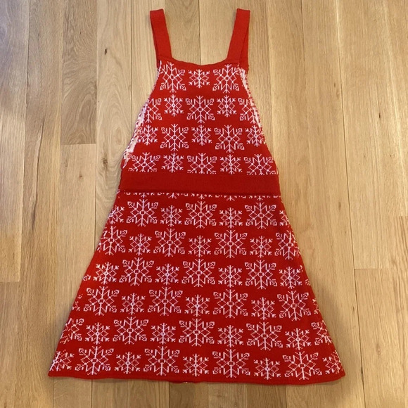 Christmas Sweater Dress Bow Present Red Gold Small - Picture 3 of 4